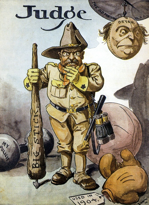 Политик большой дубинки. Тафт и Рузвельт карикатура.